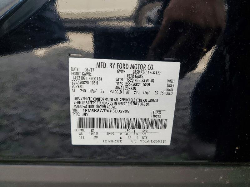 Aukcja sprzedaży 2017 Ford Explorer, vin: 1FM5K8GT9HGD32709, numer aukcji: 54773286