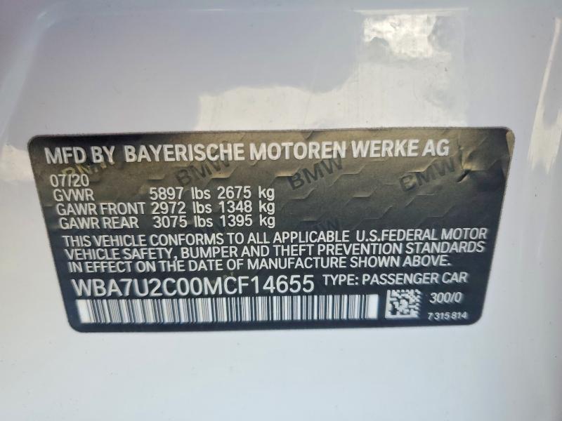 Продажа на аукционе авто 2021 Bmw 750, vin: WBA7U2C00MCF14655, номер лота: 55169956