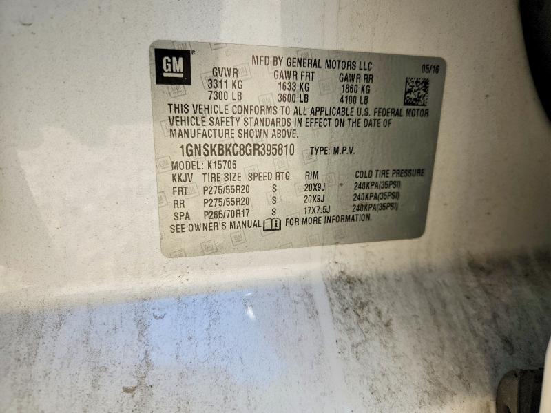 2016 Chevrolet Tahoe მანქანა იყიდება აუქციონზე, vin: 1GNSKBKC8GR395810, აუქციონის ნომერი: 55196476