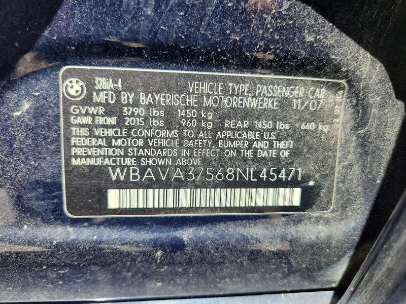 Продажа на аукционе авто 2008 Bmw 328, vin: WBAVA37568NL45471, номер лота: 53391156