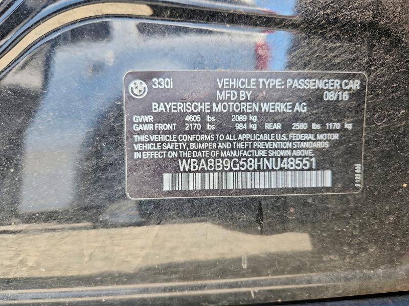 Aukcja sprzedaży 2017 Bmw 330, vin: WBA8B9G58HNU48551, numer aukcji: 54723606