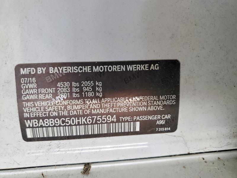 Продажа на аукционе авто 2017 Bmw 330, vin: WBA8B9C50HK675594, номер лота: 52862046