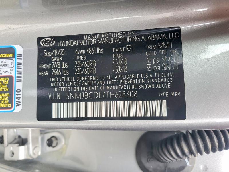 Продаж на аукціоні авто 2026 Hyundai Tucson, vin: 5NMJBCDE7TH628308, номер лоту: 53314656