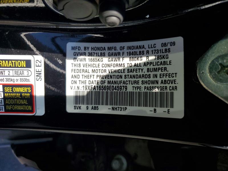 Продаж на аукціоні авто 2009 Honda Civic, vin: 19XFA16569E045979, номер лоту: 53436896