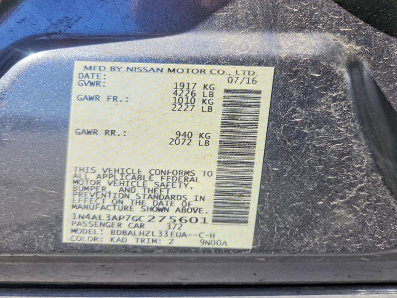 Aukcja sprzedaży 2016 Nissan Altima, vin: 1N4AL3AP7GC275601, numer aukcji: 54167366