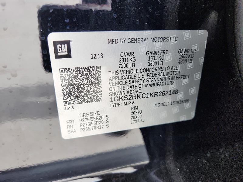 Aukcja sprzedaży 2019 Gmc Yukon, vin: 1GKS2BKC1KR262148, numer aukcji: 52607306