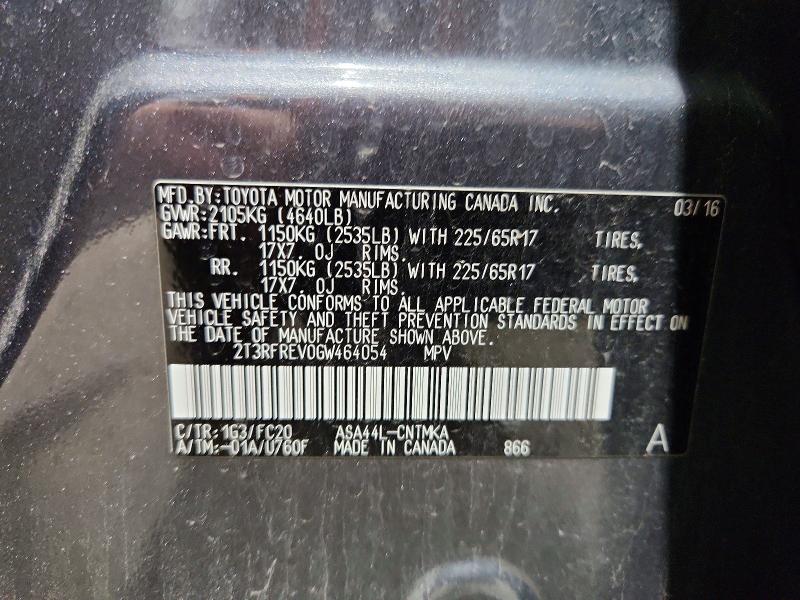 Aukcja sprzedaży 2016 Toyota Rav4, vin: 2T3RFREV0GW464054, numer aukcji: 55526186