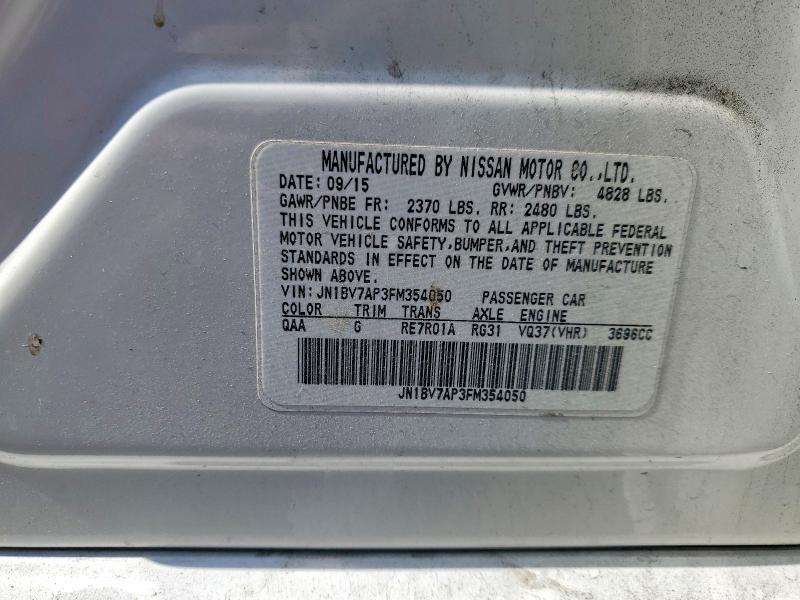 53566196 :رقم المزاد ، JN1BV7AP3FM354050 vin ، 2015 Infiniti Q50 مزاد بيع