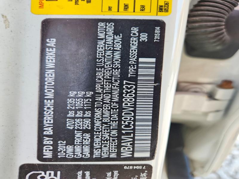2013 Bmw X1 მანქანა იყიდება აუქციონზე, vin: WBAVL1C59DVR86337, აუქციონის ნომერი: 53751696