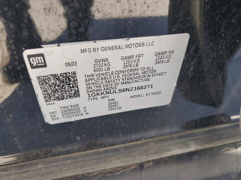 Aukcja sprzedaży 2022 Gmc Acadia, vin: 1GKKNULS6NZ166271, numer aukcji: 54307796
