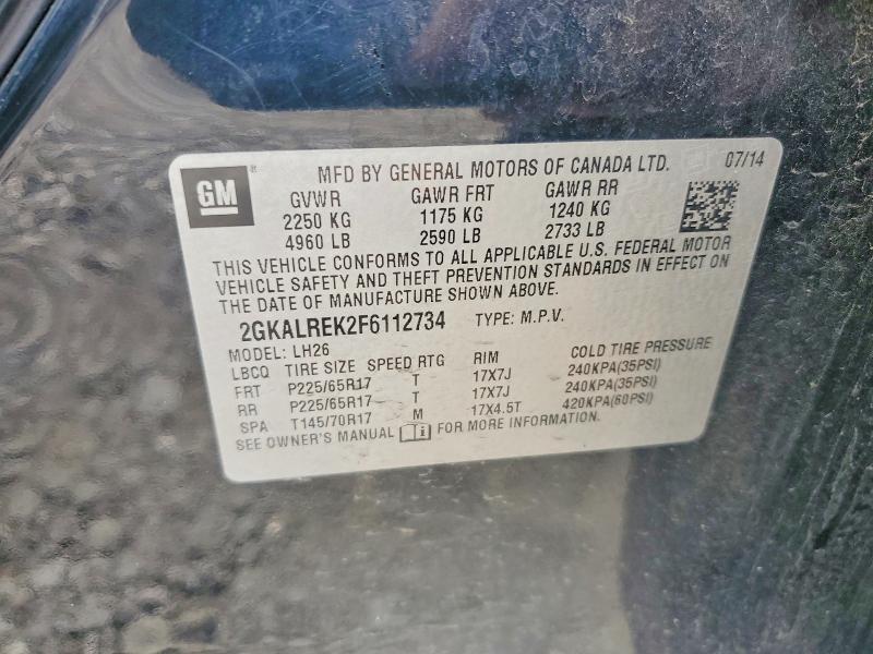 2015 Gmc Terrain მანქანა იყიდება აუქციონზე, vin: 2GKALREK2F6112734, აუქციონის ნომერი: 55223596