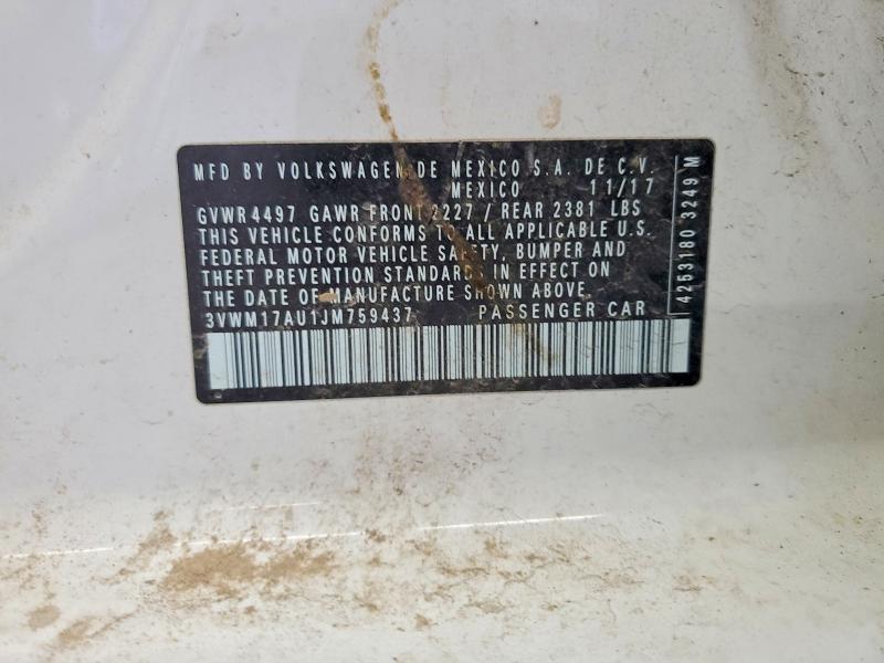 54723306 :رقم المزاد ، 3VWM17AU1JM759437 vin ، 2018 Volkswagen Golf Alltrack مزاد بيع