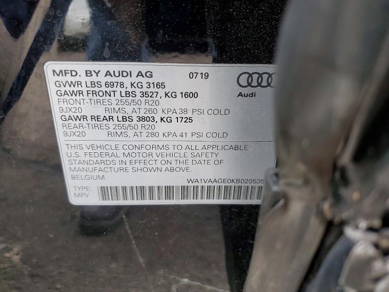 Продажа на аукционе авто 2019 Audi E-tron, vin: WA1VAAGE0KB020535, номер лота: 54262976