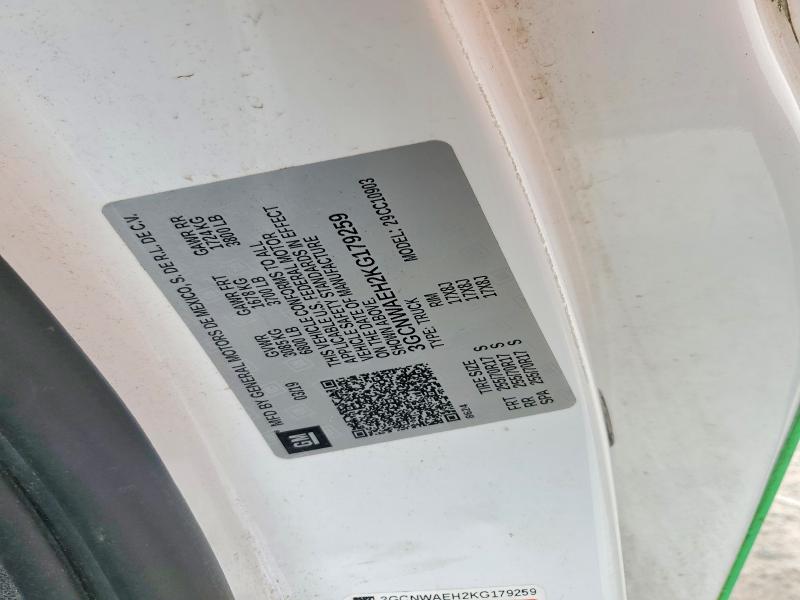 2019 Chevrolet Silverado მანქანა იყიდება აუქციონზე, vin: 3GCNWAEH2KG179259, აუქციონის ნომერი: 54269786