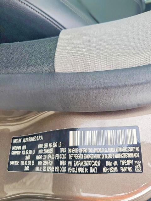 52447536 :رقم المزاد ، ZASPAKBN7K7C34217 vin ، 2019 Alfa Romeo Stelvio مزاد بيع