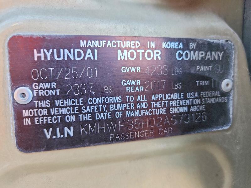 Aukcja sprzedaży 2002 Hyundai Sonata, vin: KMHWF35H02A573126, numer aukcji: 55336116