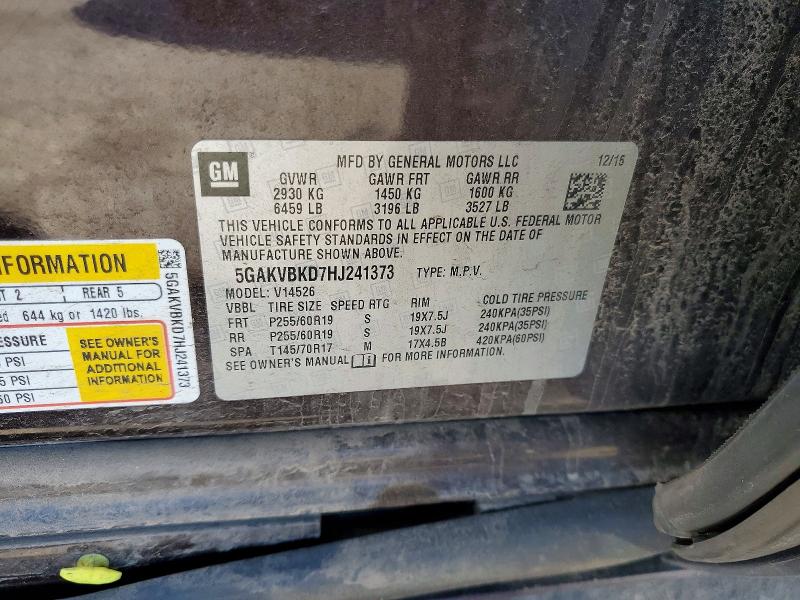Aukcja sprzedaży 2017 Buick Enclave, vin: 5GAKVBKD7HJ241373, numer aukcji: 52926666