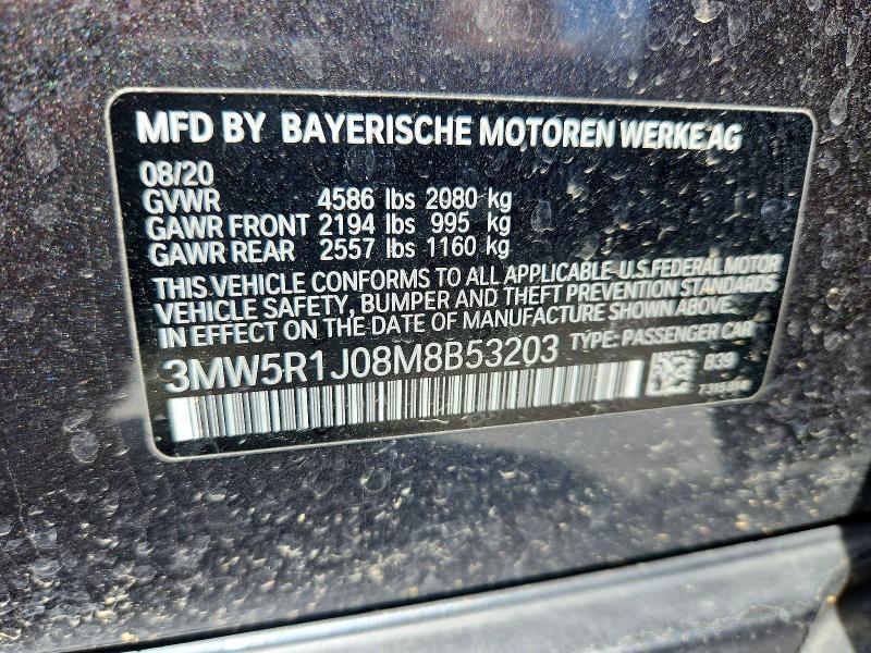 Aukcja sprzedaży 2021 Bmw 330i, vin: 3MW5R1J08M8B53203, numer aukcji: 52493506