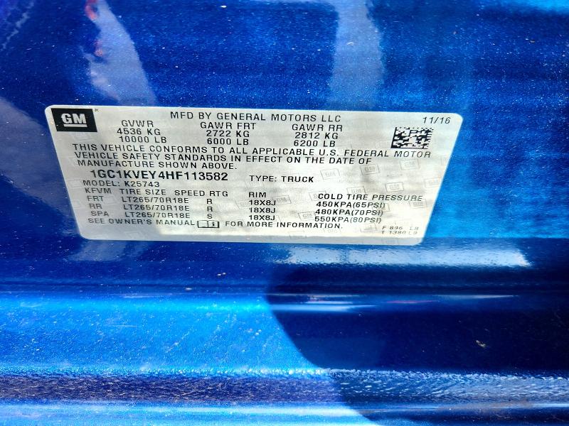 Продажа на аукционе авто 2017 Chevrolet Silverado, vin: 1GC1KVEY4HF113582, номер лота: 55021766