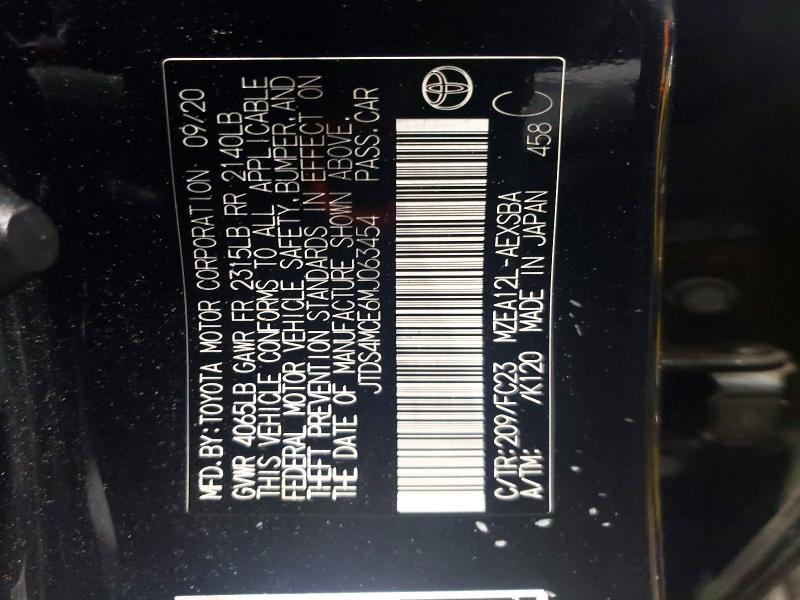 Aukcja sprzedaży 2021 Toyota Corolla, vin: JTDS4MCE6MJ063454, numer aukcji: 52469866