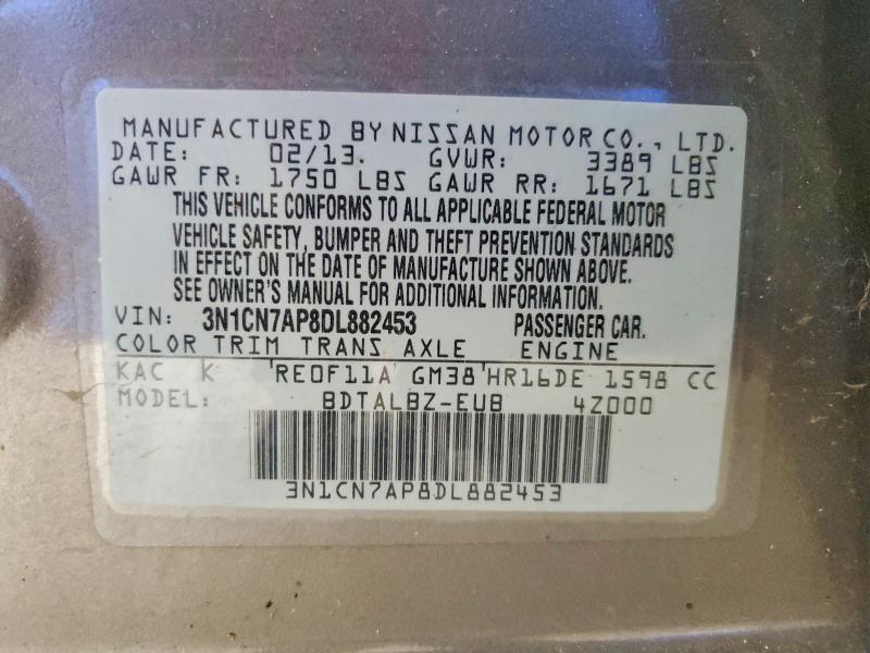Aukcja sprzedaży 2013 Nissan Versa, vin: 3N1CN7AP8DL882453, numer aukcji: 53297616