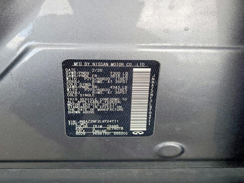 Aukcja sprzedaży 2020 Infiniti Qx80, vin: JN8AZ2NF2L9704711, numer aukcji: 54317736
