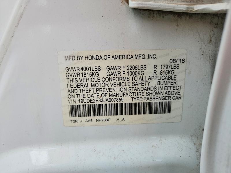 54110306 :رقم المزاد ، 19UDE2F33JA007859 vin ، 2018 Acura Ilx مزاد بيع