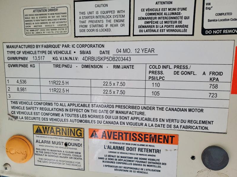 Продаж на аукціоні авто 2013 Ic Corporation Ce Series School, vin: 4DRBUSKP5DB203443, номер лоту: 48587596