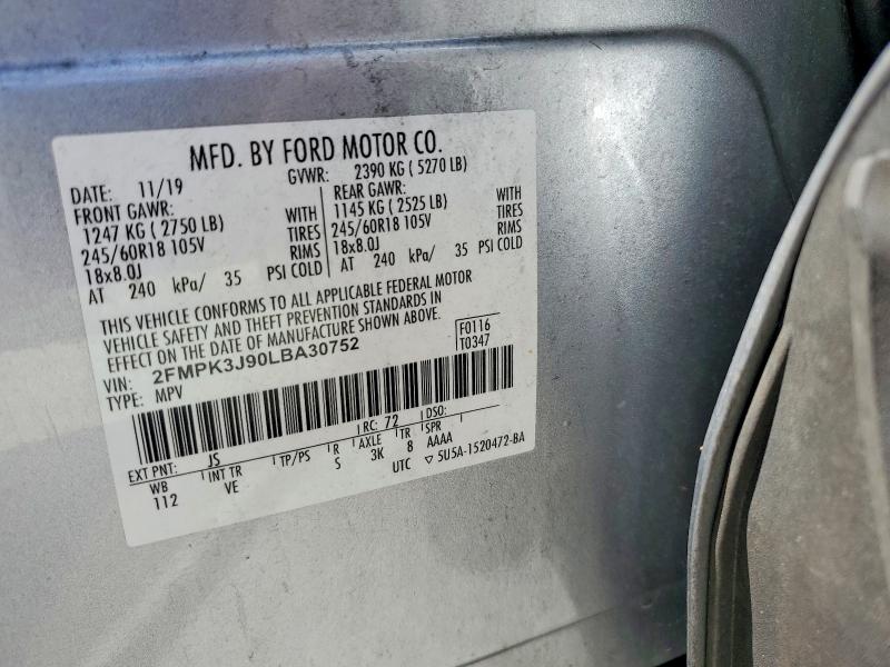 Продаж на аукціоні авто 2020 Ford Edge, vin: 2FMPK3J90LBA30752, номер лоту: 55376686