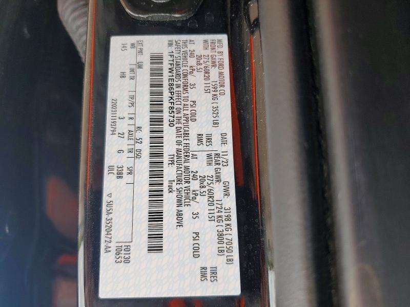 52360886 :رقم المزاد ، 1FTFW1E86PKF85730 vin ، 2023 Ford F150 مزاد بيع