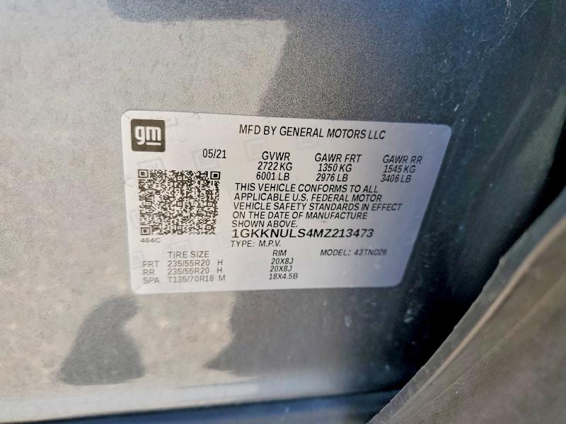 Aukcja sprzedaży 2021 Gmc Acadia, vin: 1GKKNULS4MZ213473, numer aukcji: 53357326