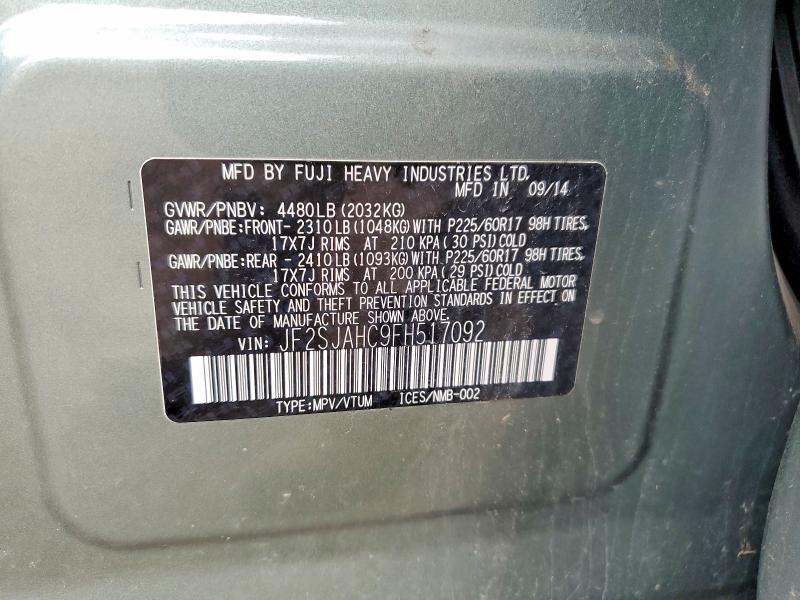Auction sale of the 2015 Subaru Forester, vin: JF2SJAHC9FH517092, lot number: 54431326