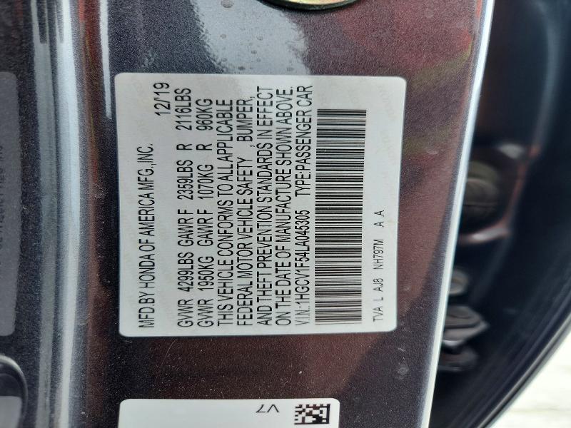 2020 Honda Accord მანქანა იყიდება აუქციონზე, vin: 1HGCV1F54LA045305, აუქციონის ნომერი: 52523616