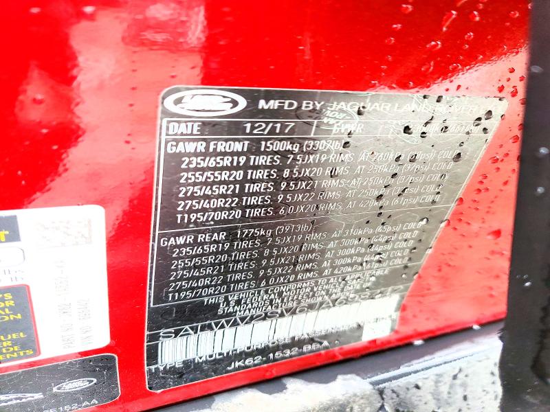 2018 Land Rover Range Rover Sport მანქანა იყიდება აუქციონზე, vin: SALWV2SV6JA698442, აუქციონის ნომერი: 53167806