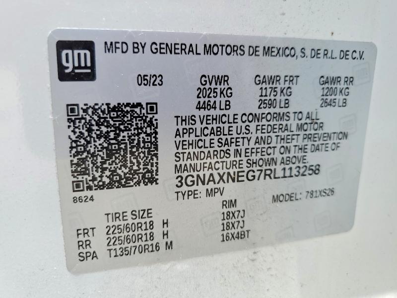2024 Chevrolet Equinox მანქანა იყიდება აუქციონზე, vin: 3GNAXNEG7RL113258, აუქციონის ნომერი: 52534646