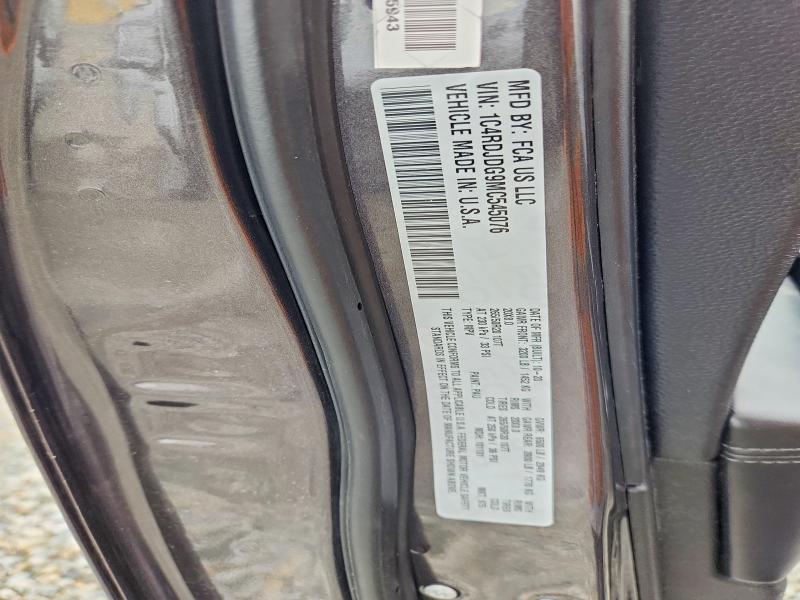 54479206 :رقم المزاد ، 1C4RDJDG9MC545076 vin ، 2021 Dodge Durango مزاد بيع