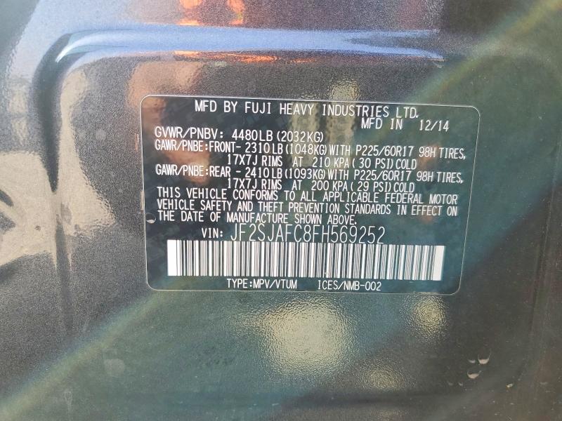 Продаж на аукціоні авто 2015 Subaru Forester, vin: JF2SJAFC8FH569252, номер лоту: 54522526
