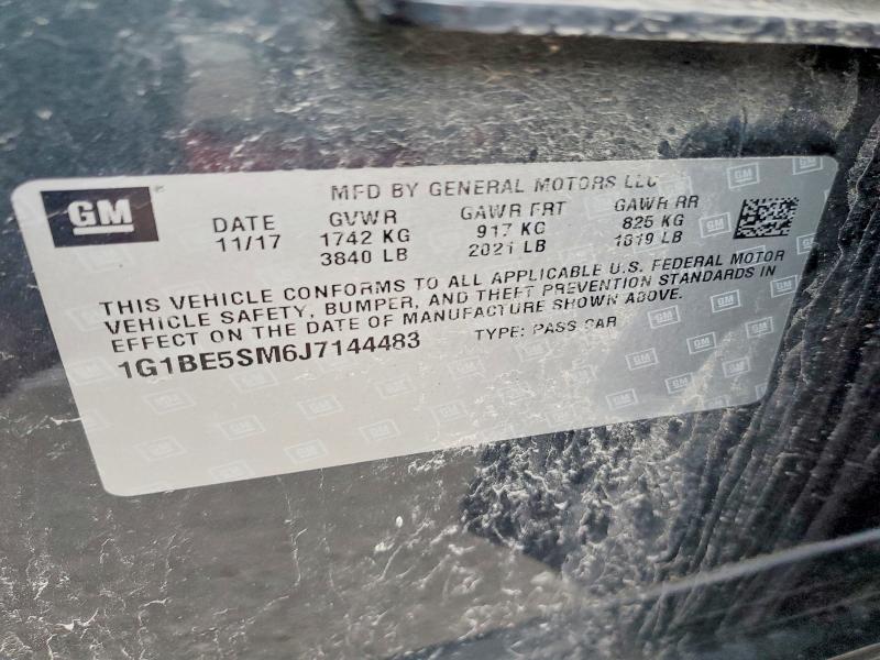 Aukcja sprzedaży 2018 Chevrolet Cruze, vin: 1G1BE5SM6J7144483, numer aukcji: 51853276