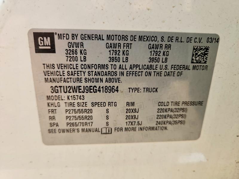 Aukcja sprzedaży 2014 Gmc Sierra, vin: 3GTU2WEJ9EG418964, numer aukcji: 55248726