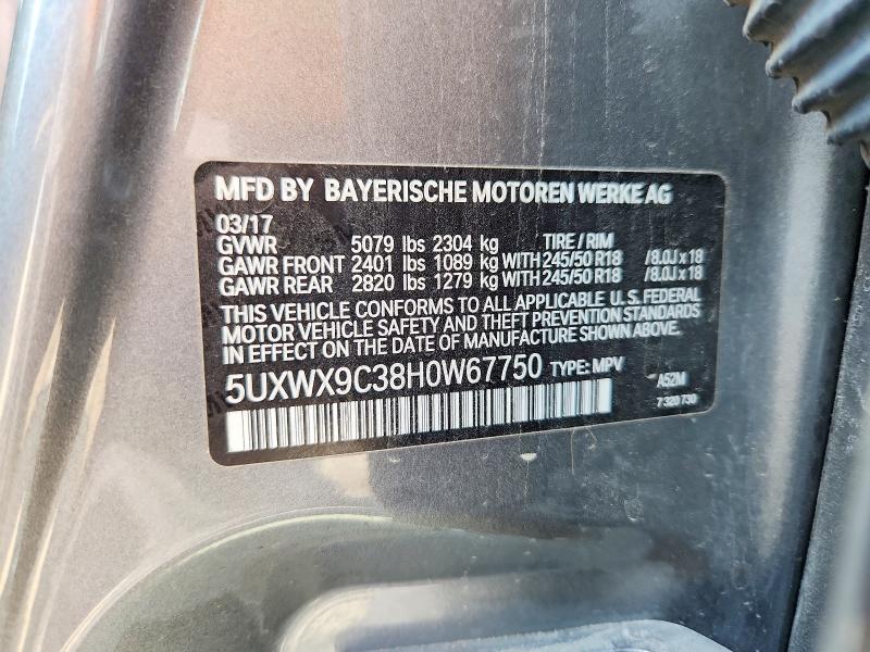 Aukcja sprzedaży 2017 Bmw X3, vin: 5UXWX9C38H0W67750, numer aukcji: 54719696