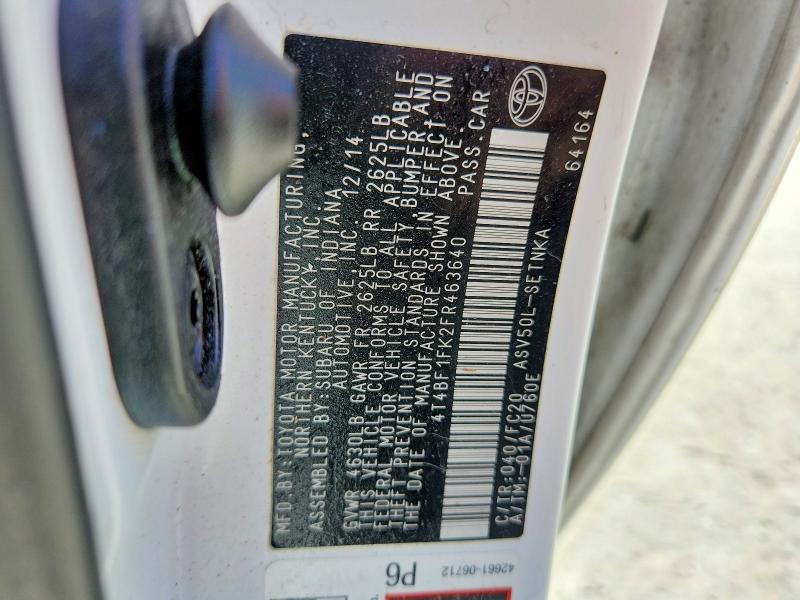 53920966 :رقم المزاد ، 4T4BF1FK2FR463640 vin ، 2015 Toyota Camry مزاد بيع