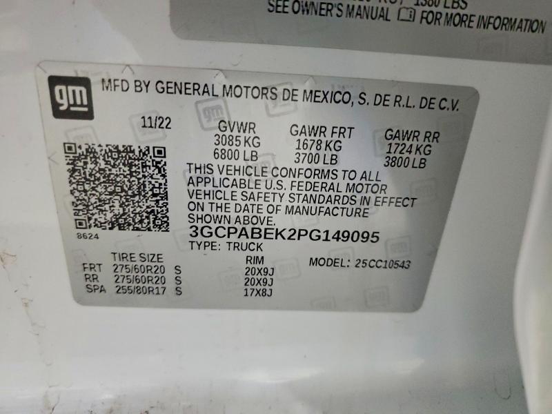 52483086 :رقم المزاد ، 3GCPABEK2PG149095 vin ، 2023 Chevrolet Silverado مزاد بيع