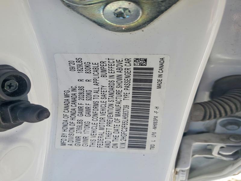 Aukcja sprzedaży 2020 Honda Civic, vin: 2HGFC2F65LH583739, numer aukcji: 52951486