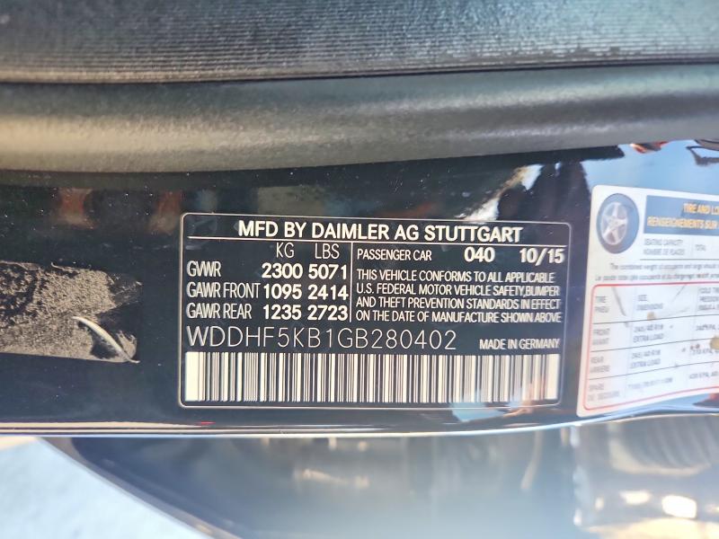 53251226 :رقم المزاد ، WDDHF5KB1GB280402 vin ، 2016 Mercedes-benz E مزاد بيع