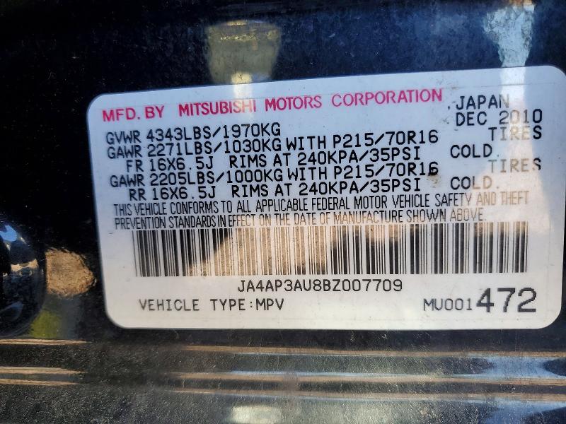 Продаж на аукціоні авто 2011 Mitsubishi Outlander Sport, vin: JA4AP3AU8BZ007709, номер лоту: 52641196