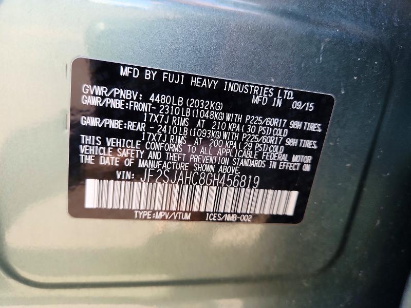 54431816 :رقم المزاد ، JF2SJAHC8GH456819 vin ، 2016 Subaru Forester مزاد بيع