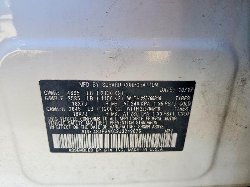 Продажа на аукционе авто 2018 Subaru Outback, vin: 4S4BSAKC9J3249876, номер лота: 53109706