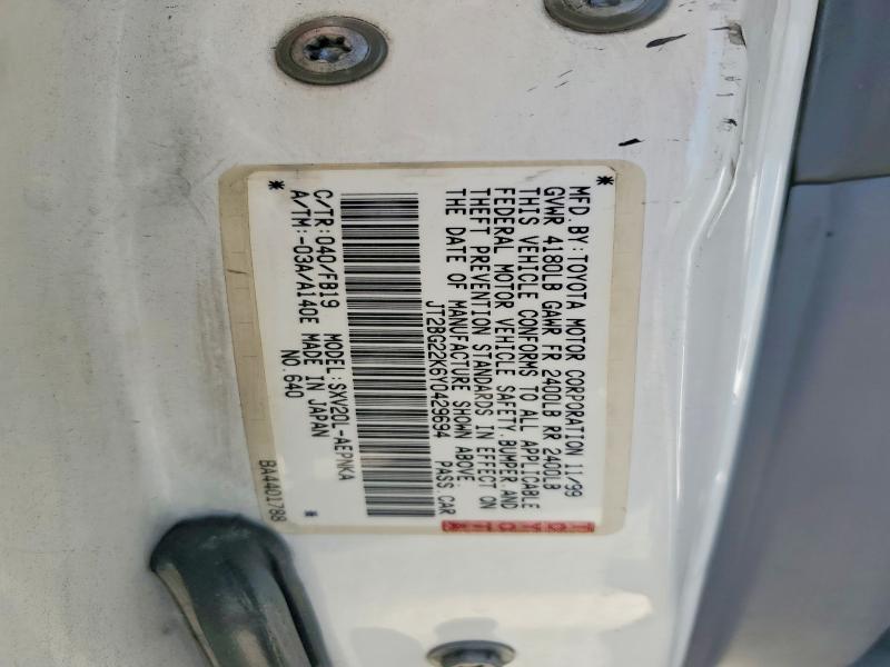 54679816 :رقم المزاد ، JT2BG22K6Y0429694 vin ، 2000 Toyota Camry مزاد بيع