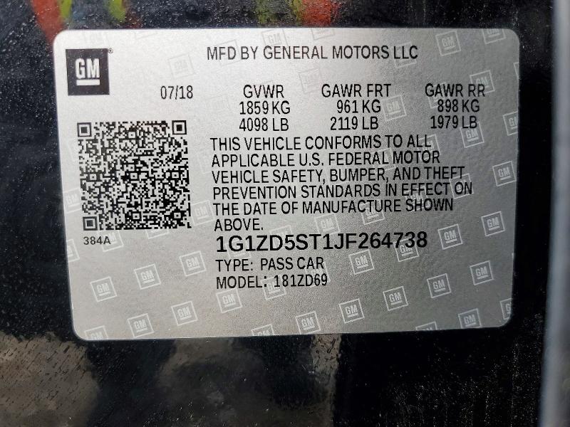 Продаж на аукціоні авто 2018 Chevrolet Malibu, vin: 1G1ZD5ST1JF264738, номер лоту: 51884196
