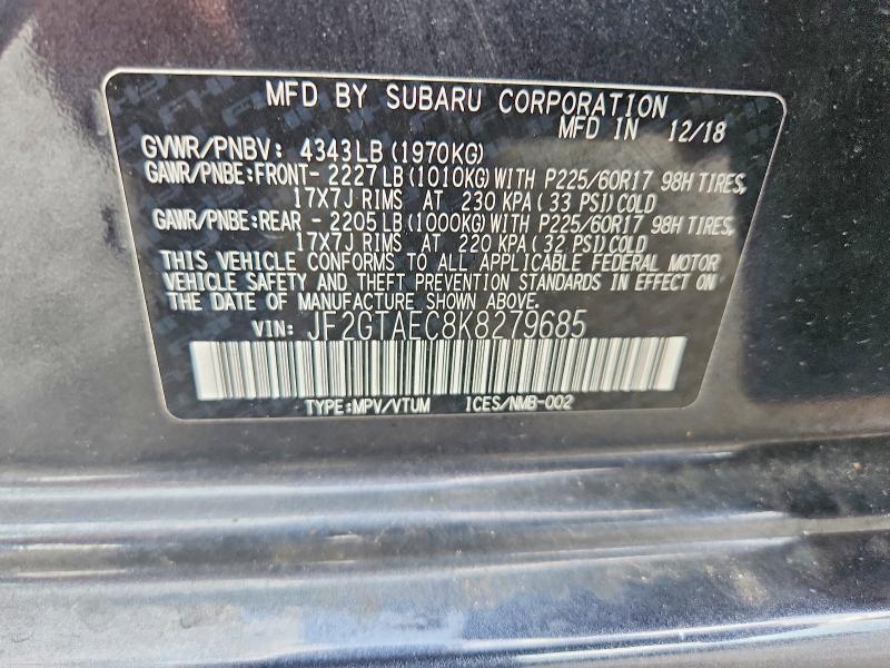 Продаж на аукціоні авто 2019 Subaru Crosstrek, vin: JF2GTAEC8K8279685, номер лоту: 53013876